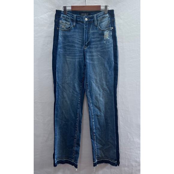 Judy Blue Riley High Waist Dark Side Seam Detail Straight Leg Jeans Women's 7/28 - Picture 2 of 13